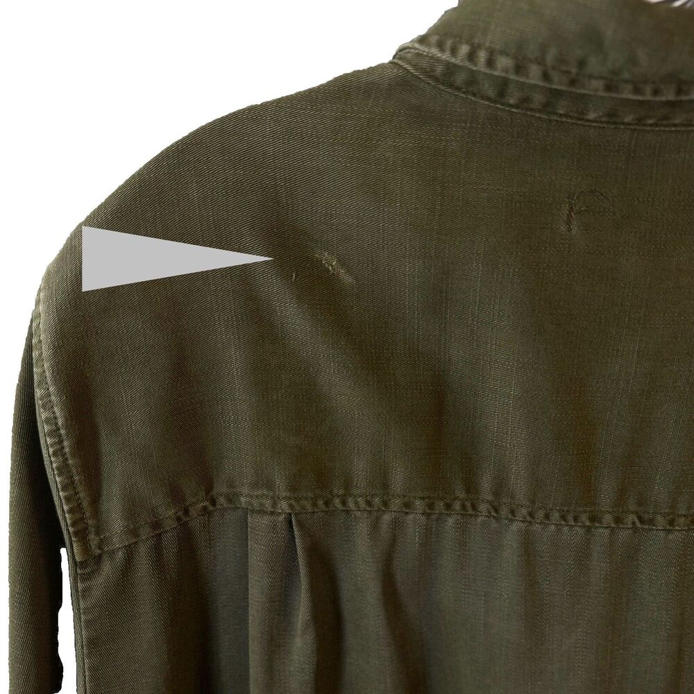 Zara Woman Denim Button Front Shirt Dress Large Army Green 3/4 Sleeves Lyocell - Picture 9 of 11